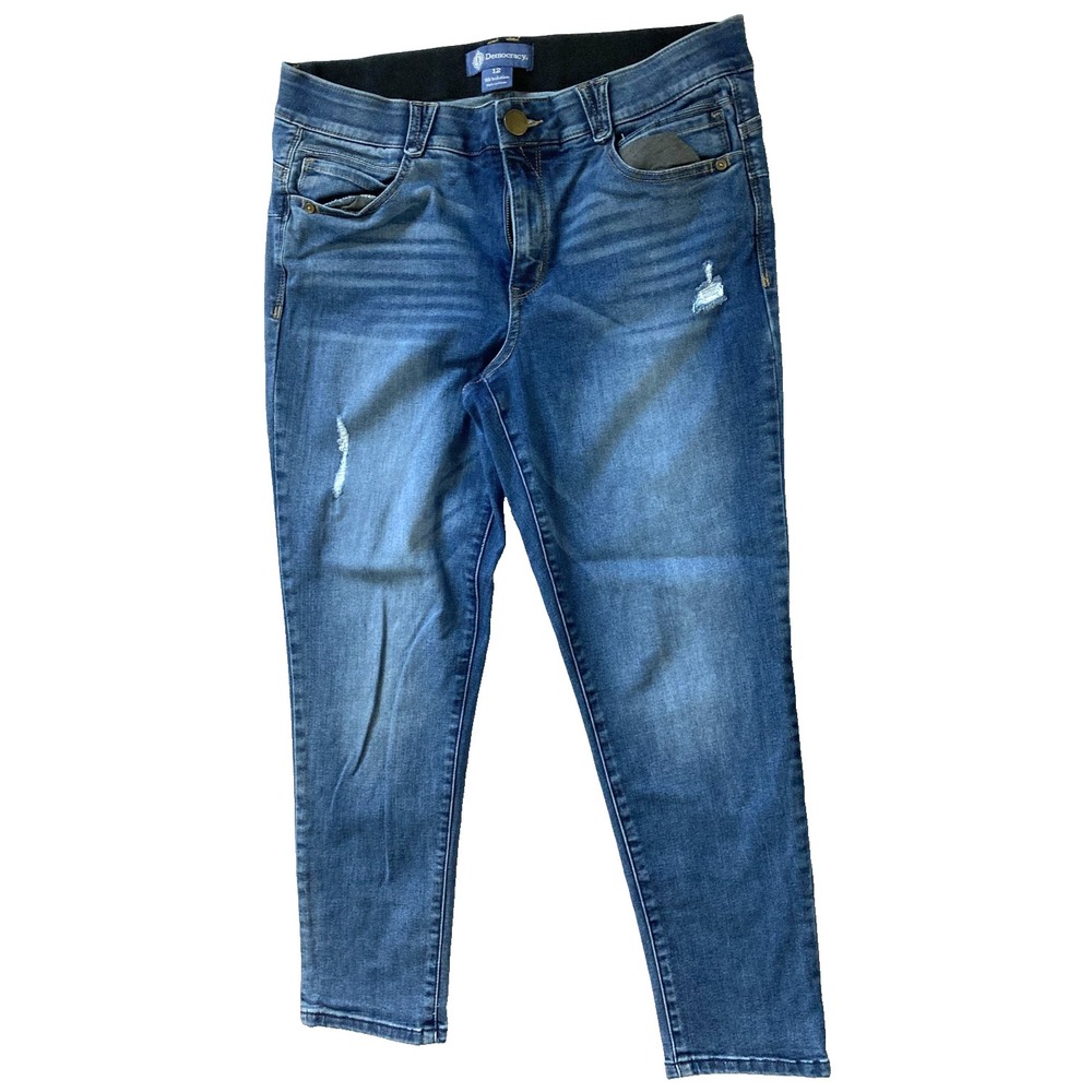 Democracy Jegging Jeans Womens 12 Blue Medium Wash Absolution Distressed Stretch